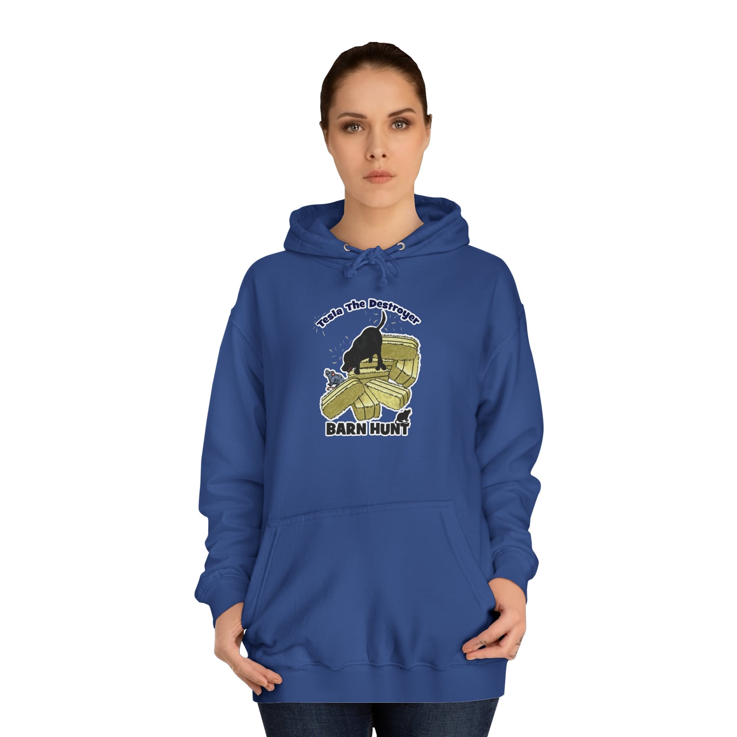 SNIFFING TESLA BARN HUNT Unisex College Hoodie