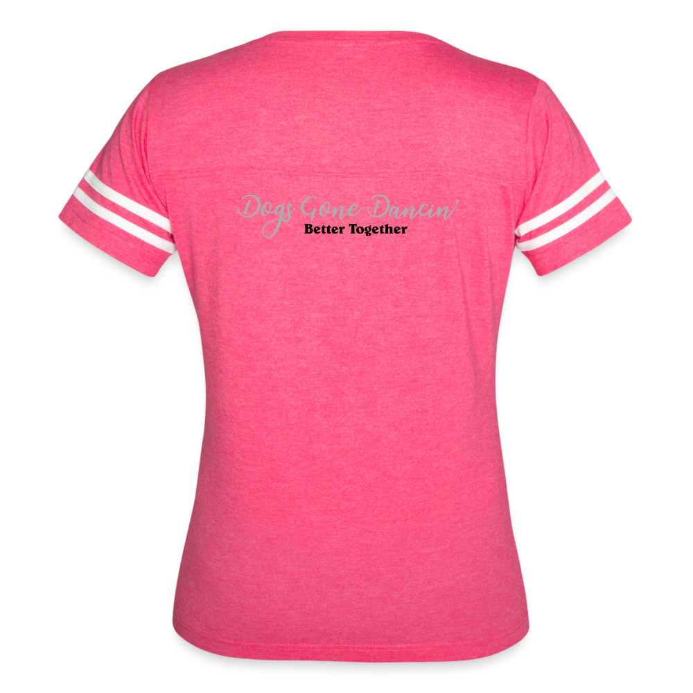 Black Dogs Gone Dancin' Women’s Vintage Sport T-Shirt - vintage pink/white