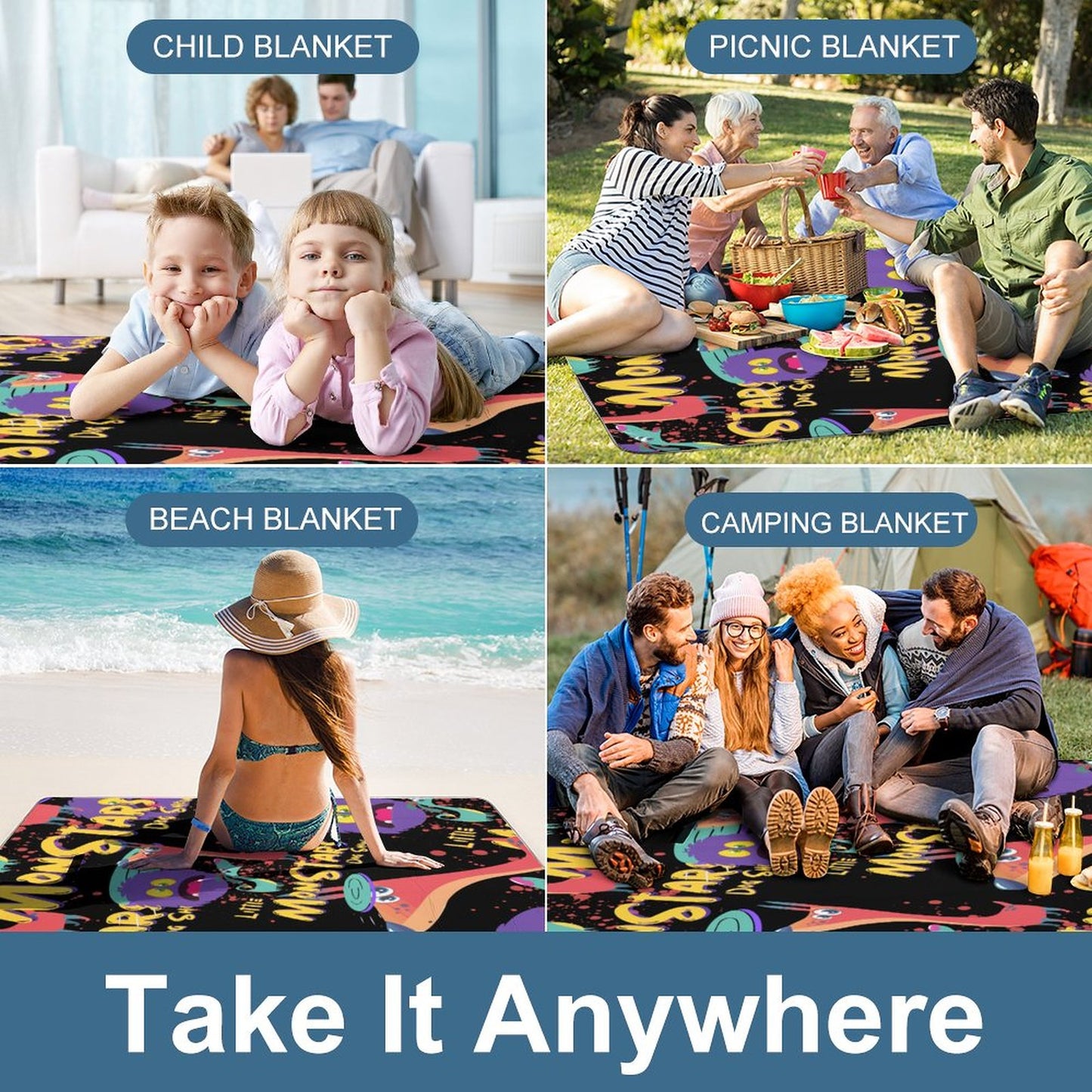 LITTLE MONSTERS Square Picnic Mat Q003