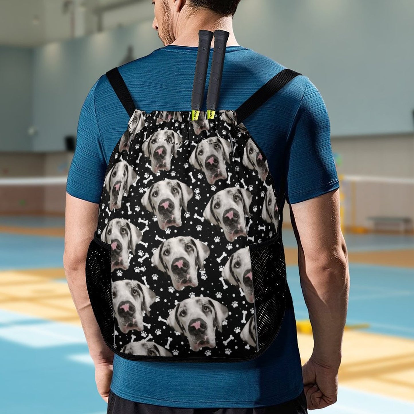 FACE w PAWS-n-BONES Sprots Drawstring Bag