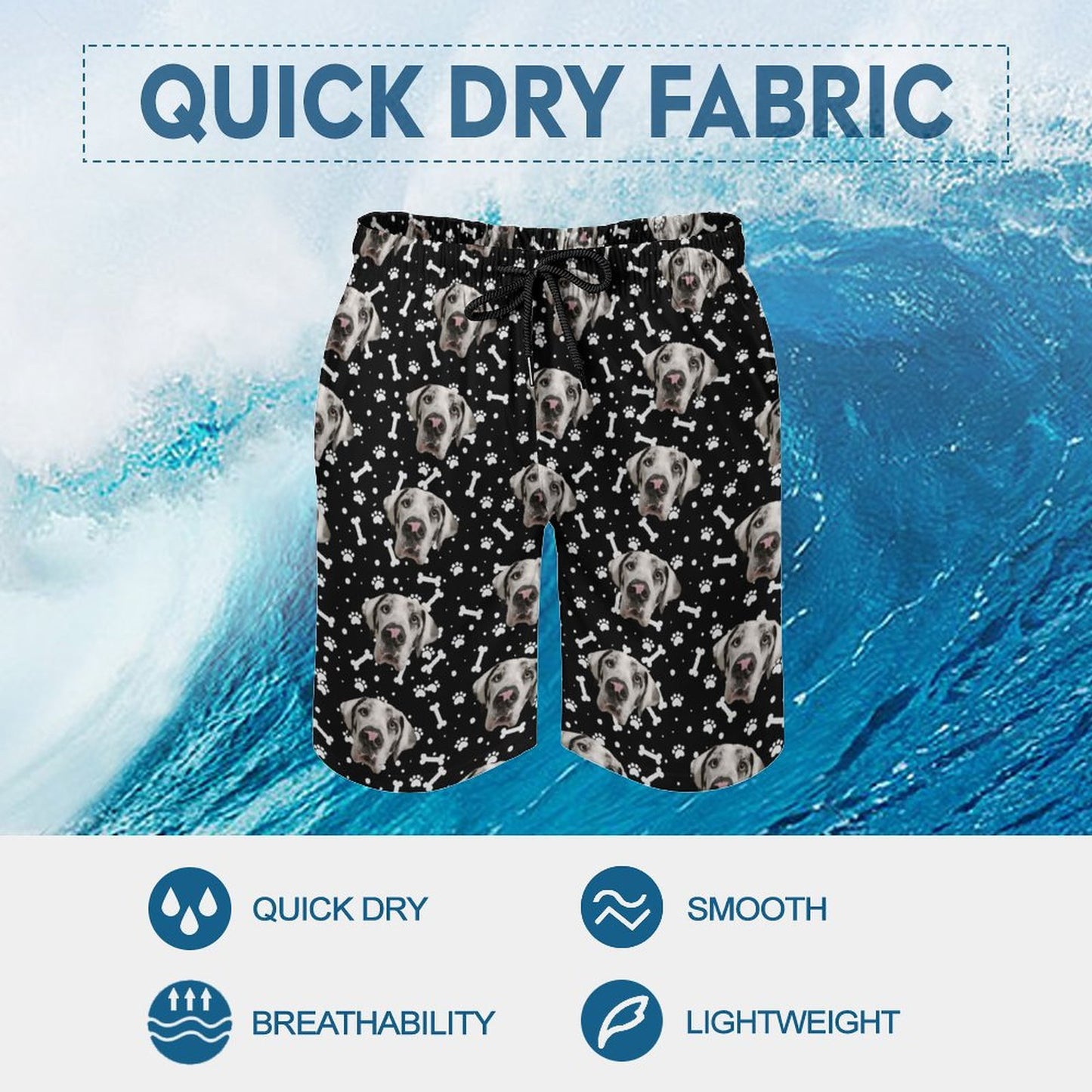 FACE w PAWS-n-BONES Men's Board Shorts