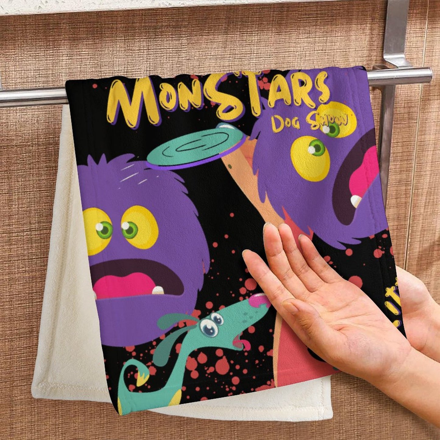 LITTLE MONSTERS Coral Velvet Towel