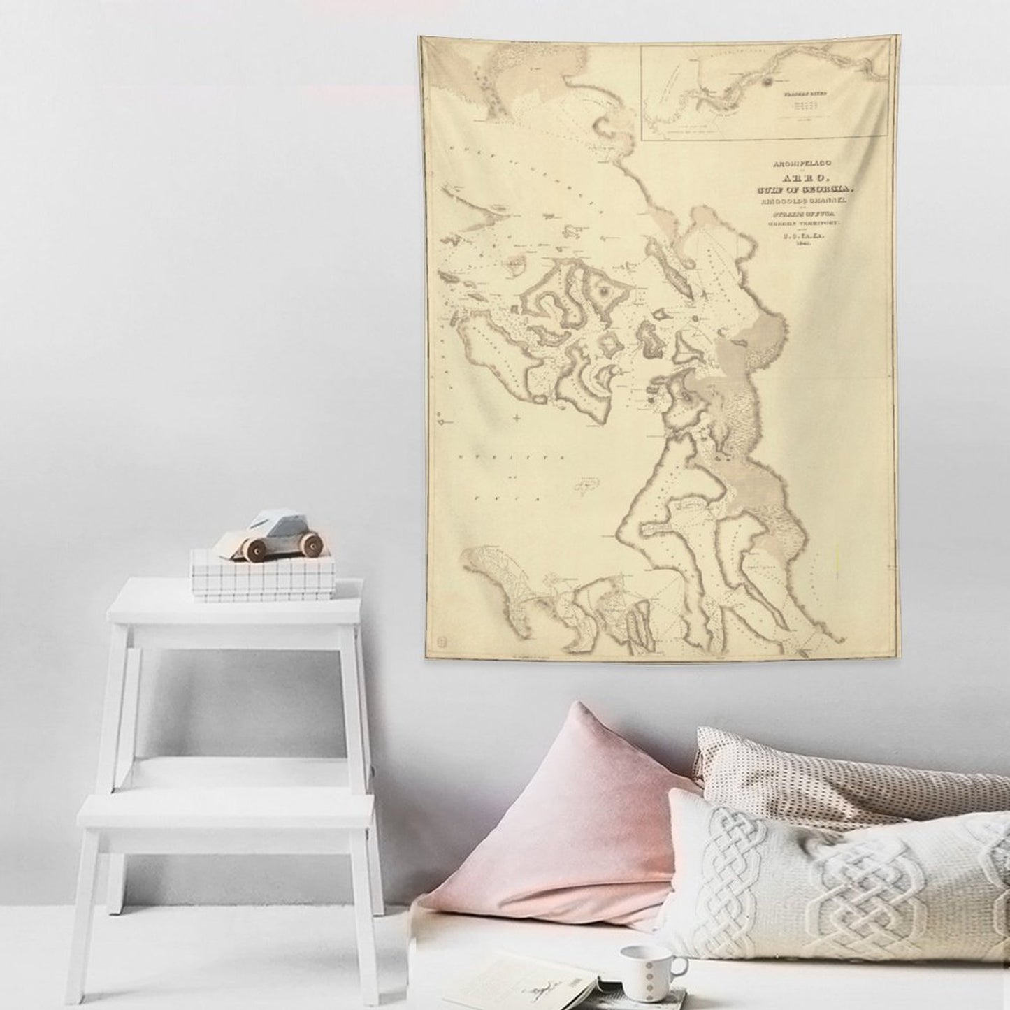 Wall Art with Vertical Tapestry