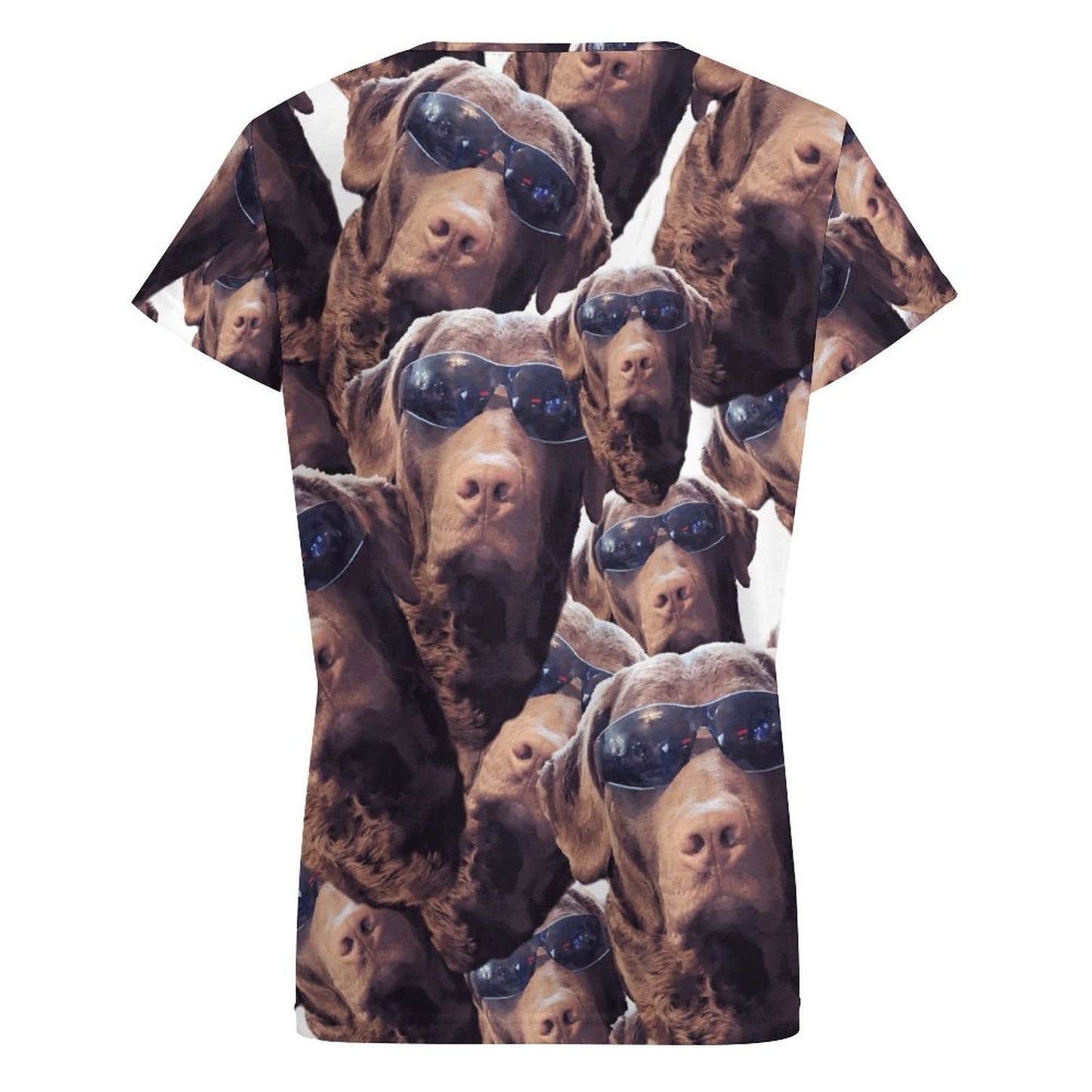 FOXY LADY _ LAB _ COLLAGE FACE DESIGN -V-neck Short Sleeve T-Shirt