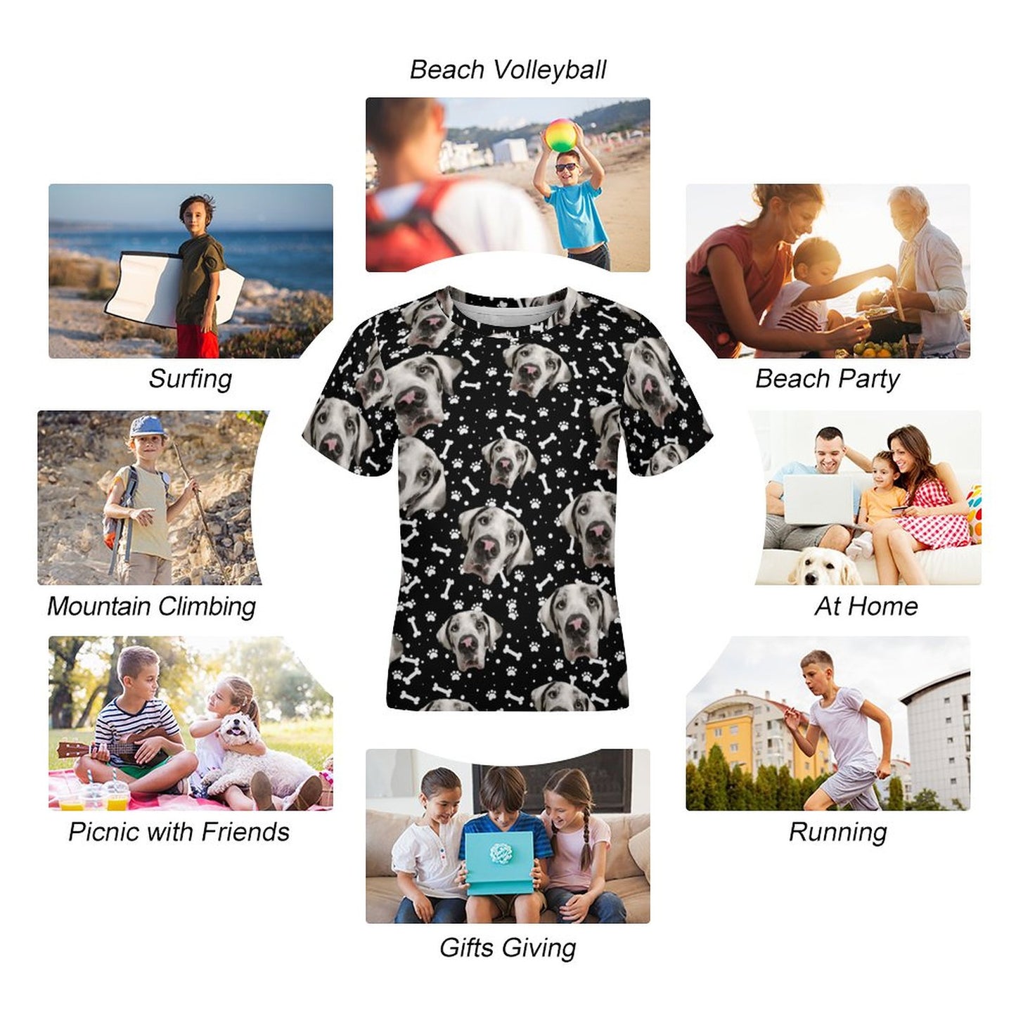 FACE w PAWS-n-BONES Short Sleeve Kid's T-Shirt
