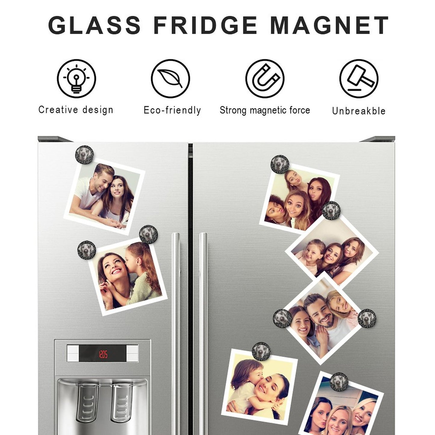 FACE w PAWS-n-BONES Glass Magnetic Refrigerator Magnets