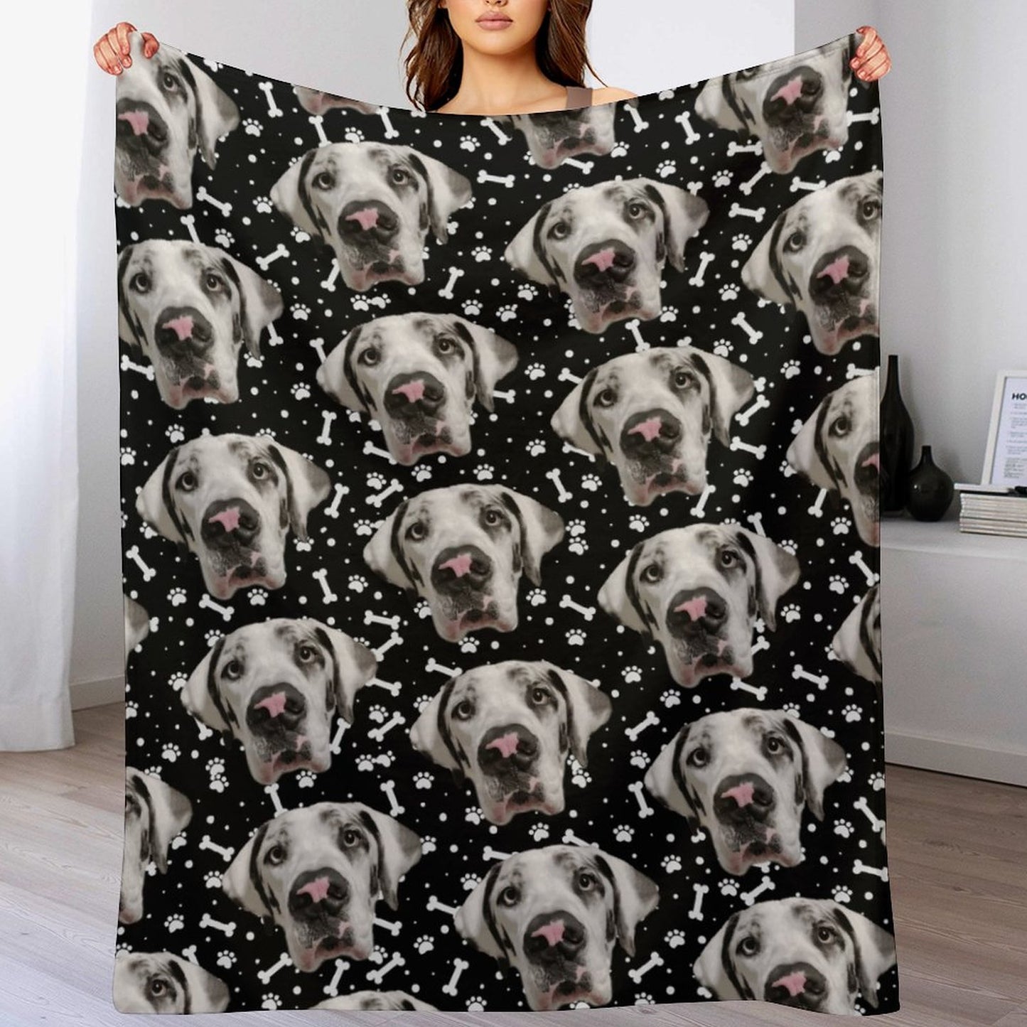 FACE w PAWS-n-BONES Blanket-30"x40" (Dual-sided Printing)
