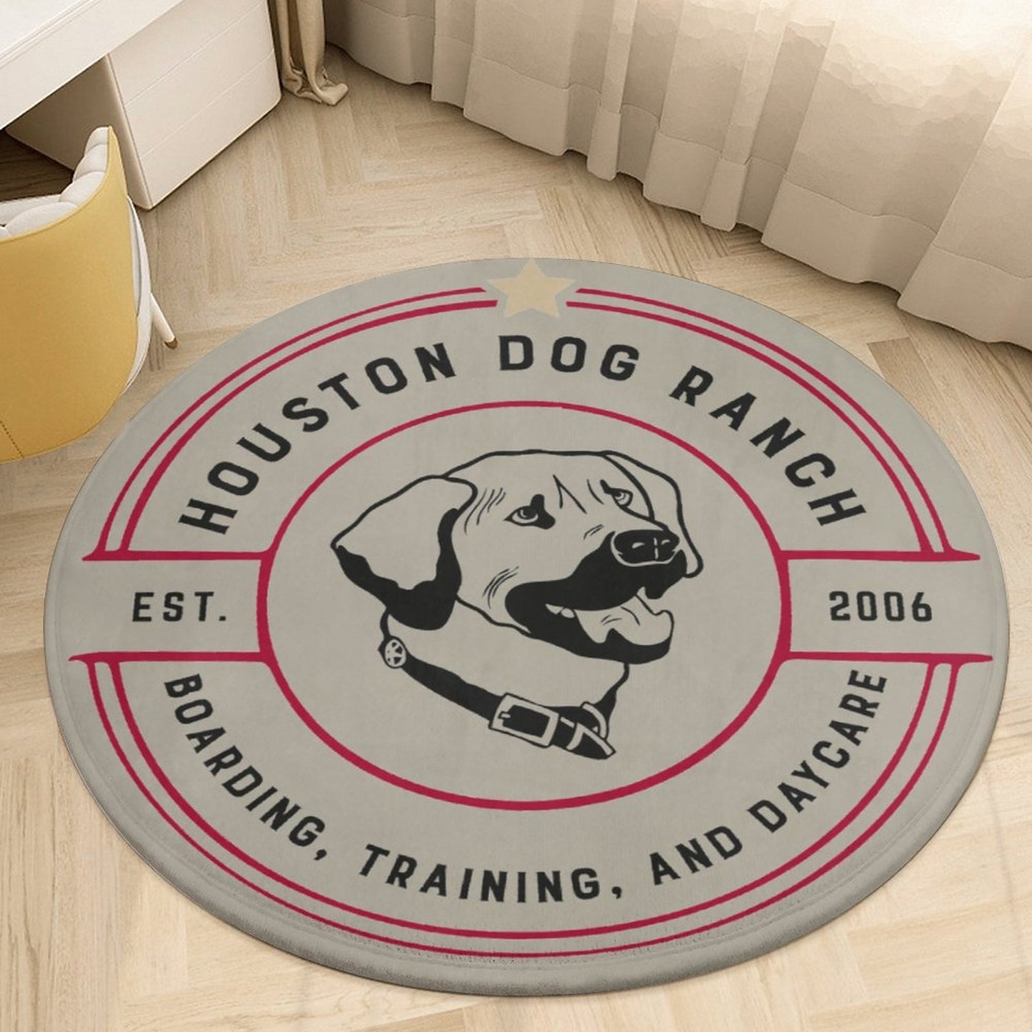 HOUSTON DOG RANCH Round Coral Velvet Warm Floor Mat