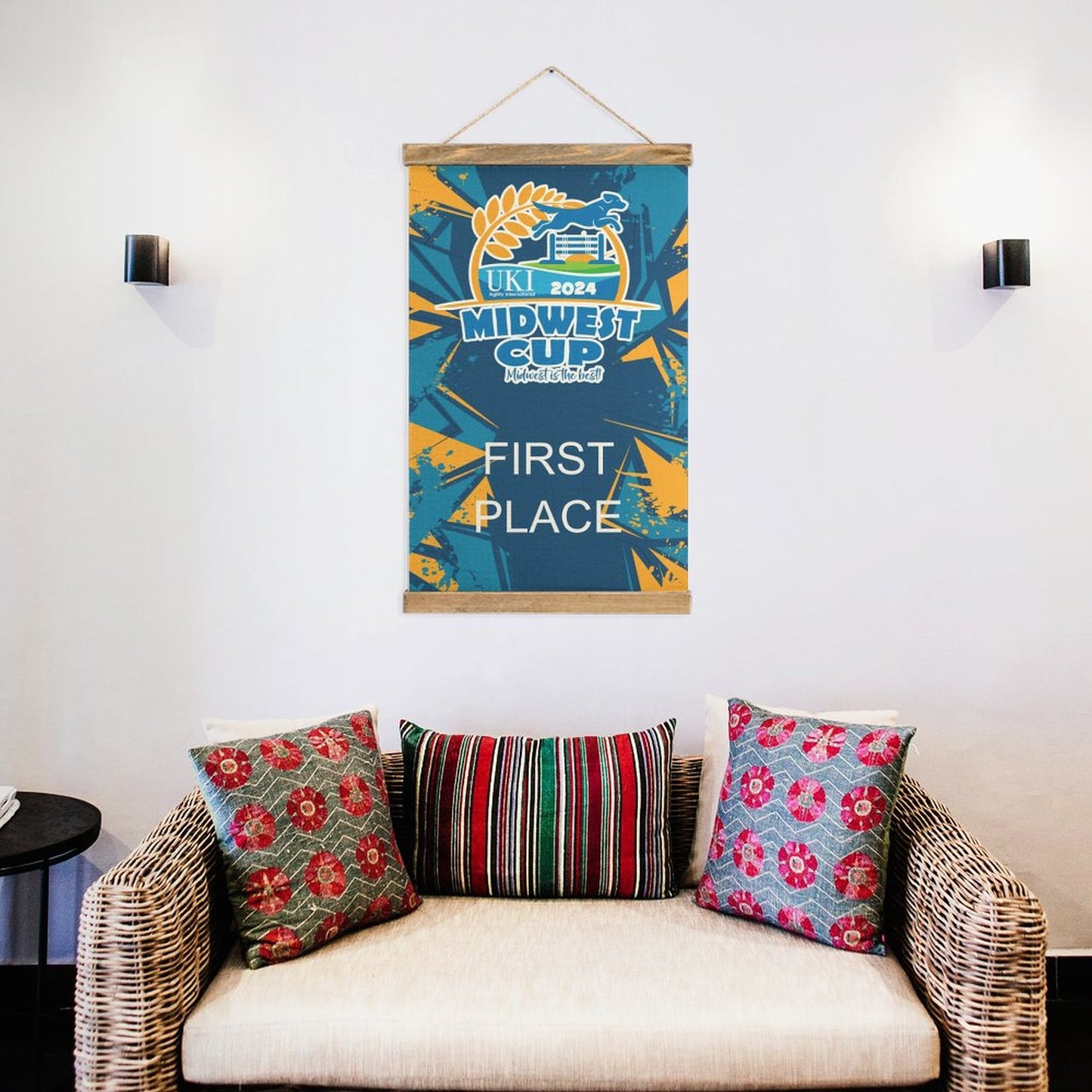 Framed Flax Painting Wall Decor