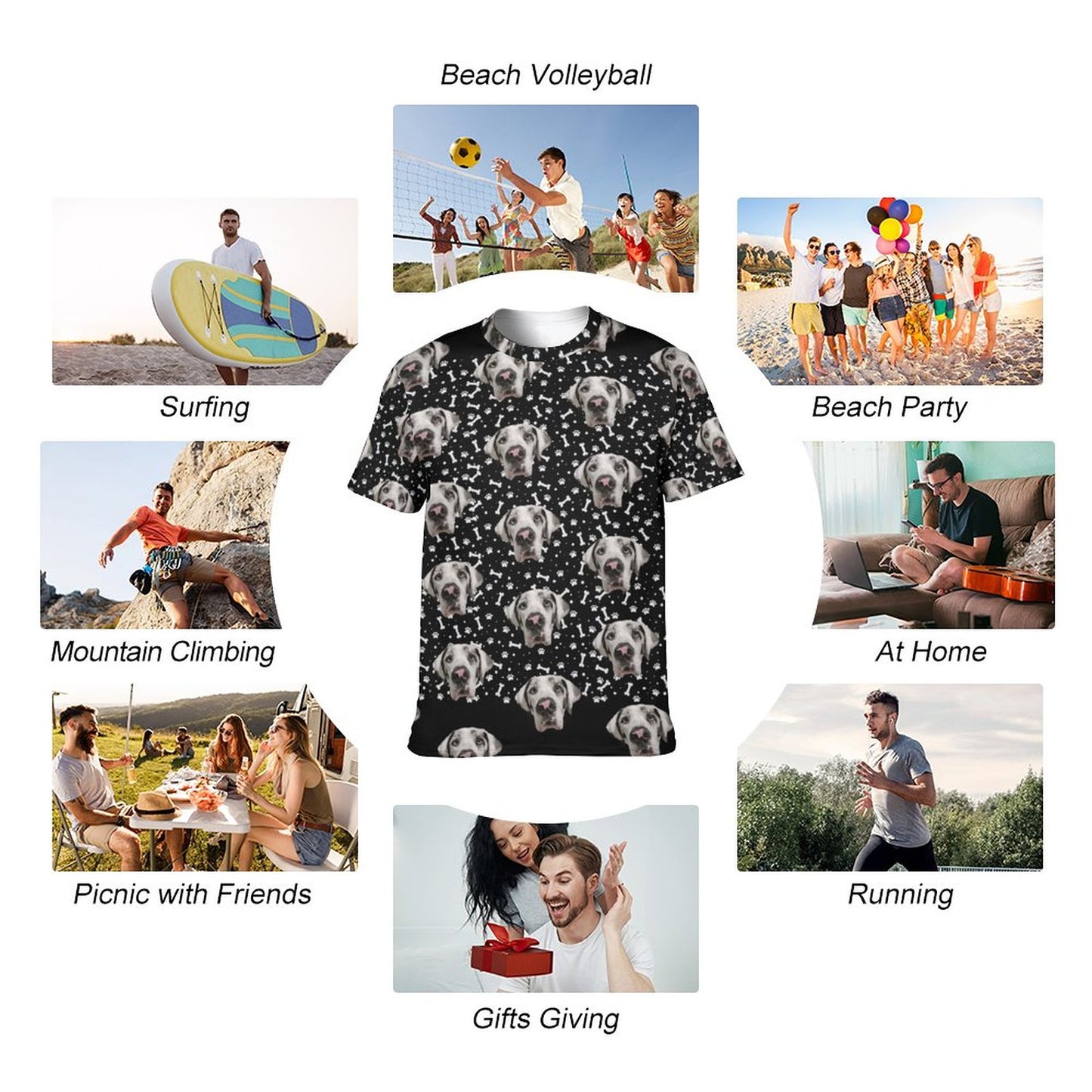 FACE w PAWS-n-BONES Men's T-Shirt Short Sleeve