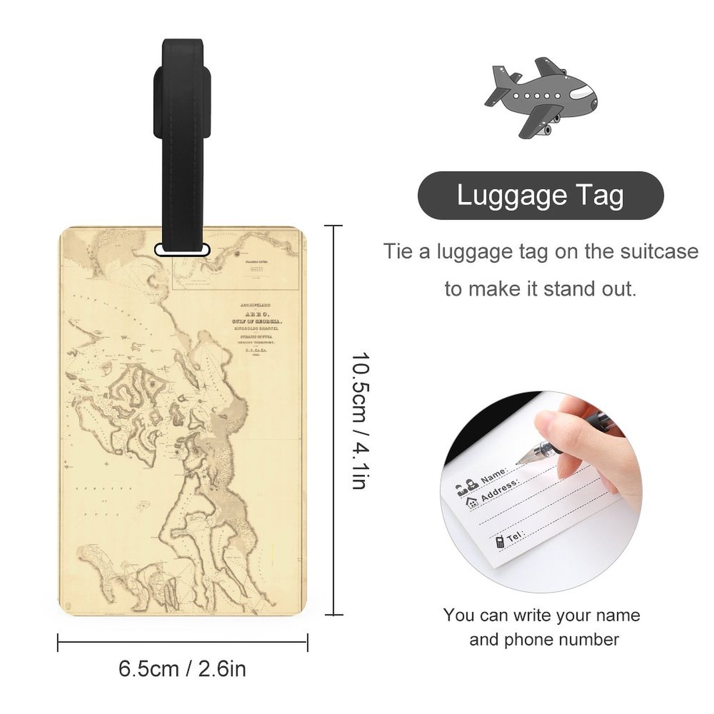 Full-Printed Luggage Tag with Black Hanging Loop