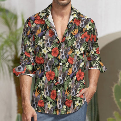 HAWAIIAN STYLE FACE - Men's Long Sleeve Shirt with Pocket