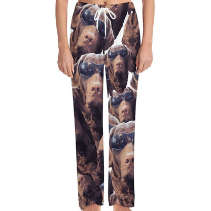 FOXY LADY _ LAB _ COLLAGE FACE DESIGN -Women's Home Pajamas Pants