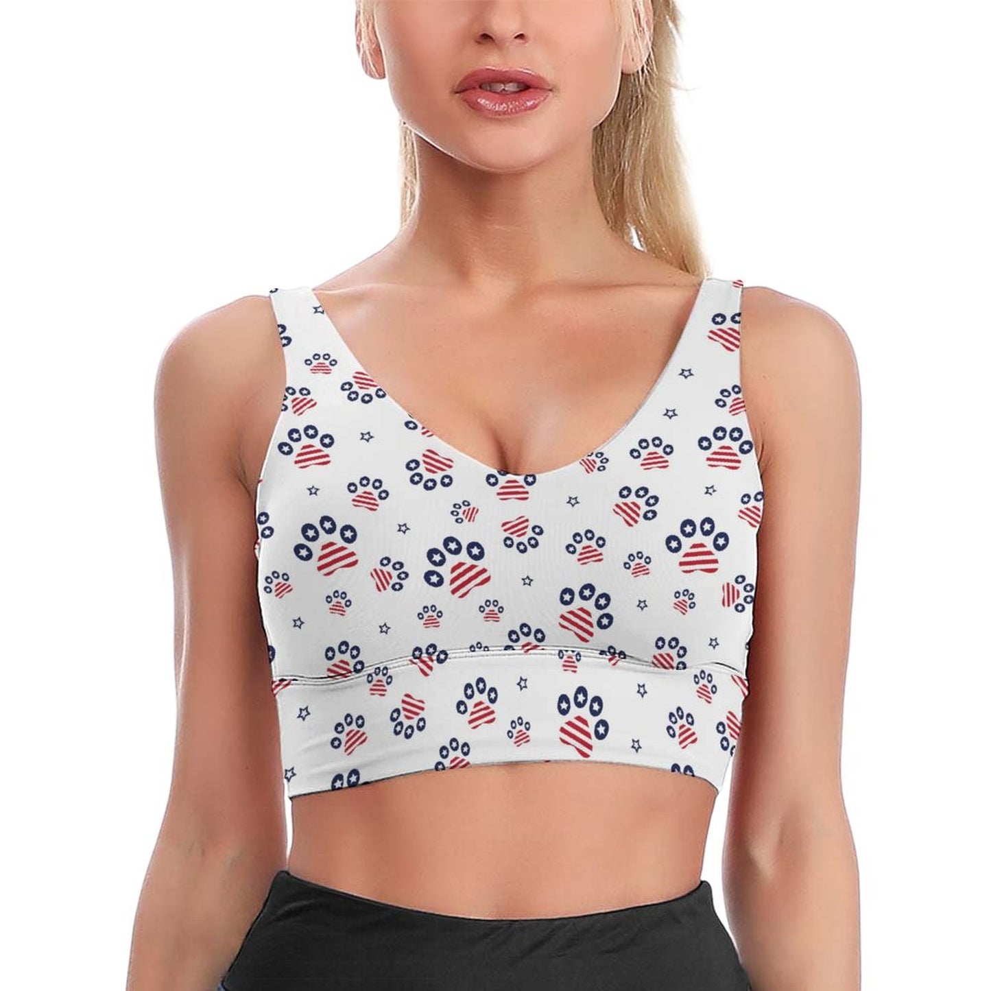 PATRIOTIC - PAWS-N-STARS Sports Yoga Bra