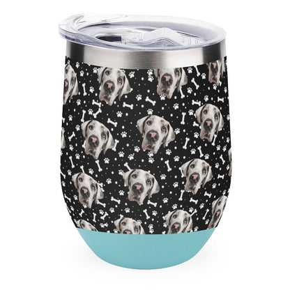 FACE w PAWS-n-BONES Wine Tumbler with Lid