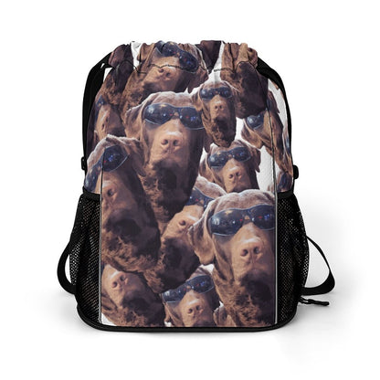 FOXY LADY _ LAB _ COLLAGE FACE DESIGN - Waffle Cloth Drawstring Bag