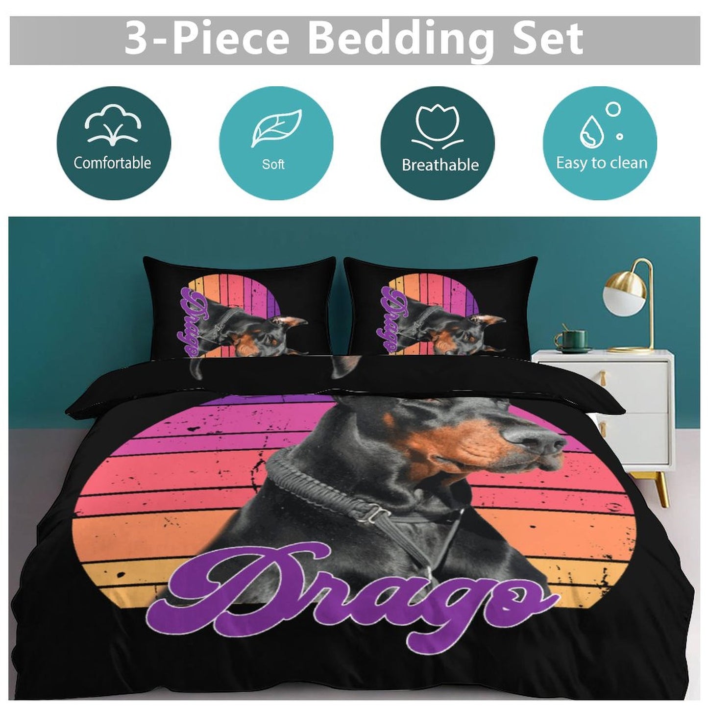 DRAGO - 3-Piece Bedding Set-86"×70"/ 218×177cm