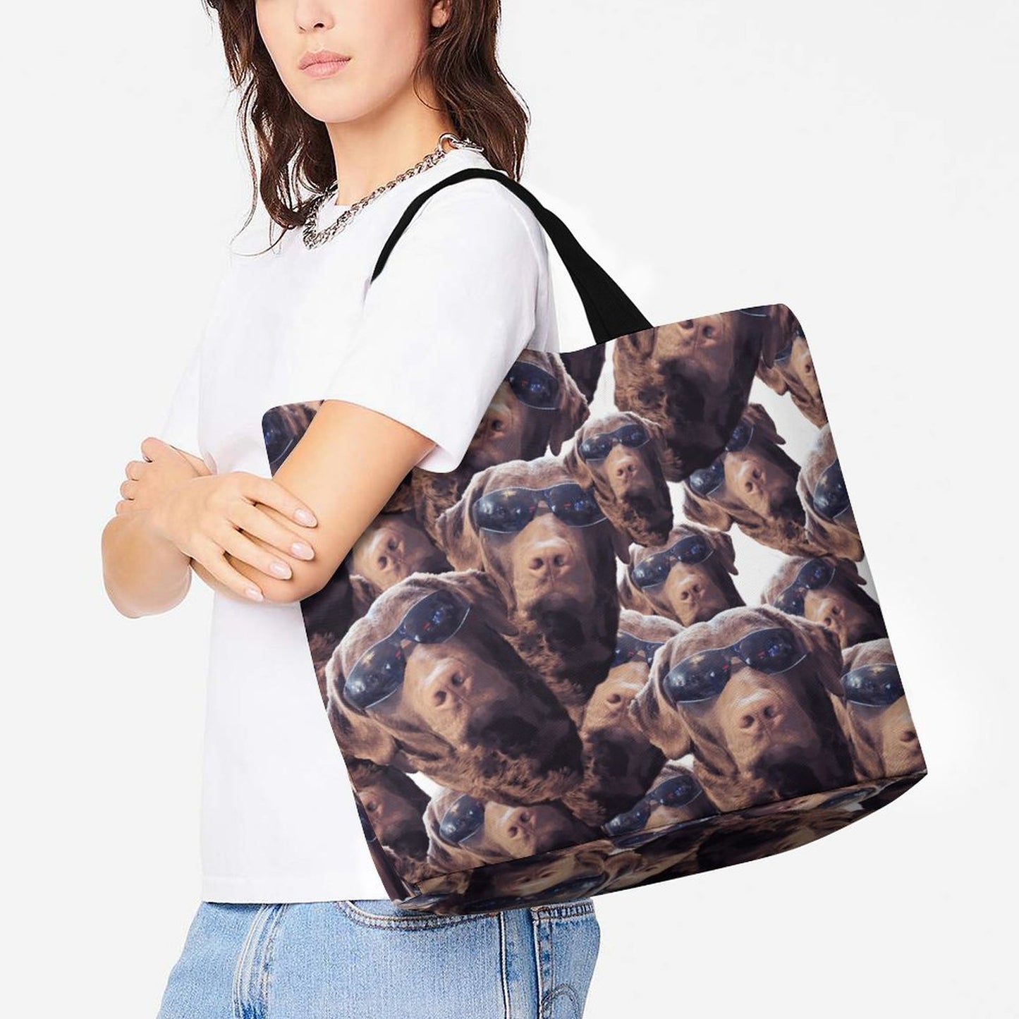 FOXY LADY _ LAB _ COLLAGE FACE DESIGN - Large One Shoulder Shopping Bag