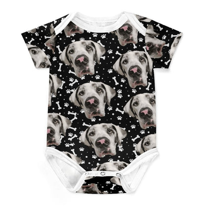 FACE w PAWS-n-BONES Short Sleeve Baby Romper