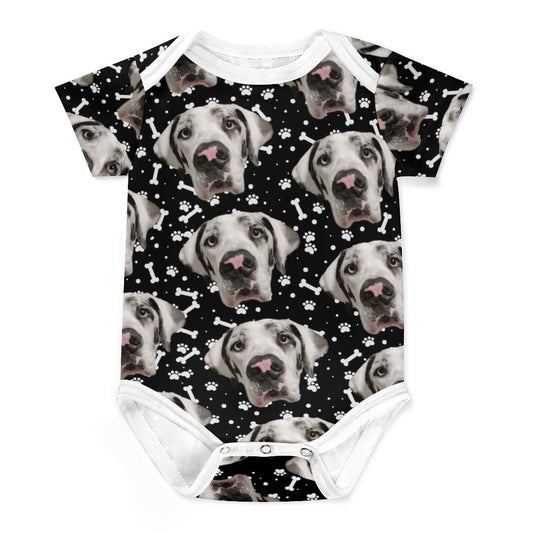 FACE w PAWS-n-BONES Short Sleeve Baby Romper