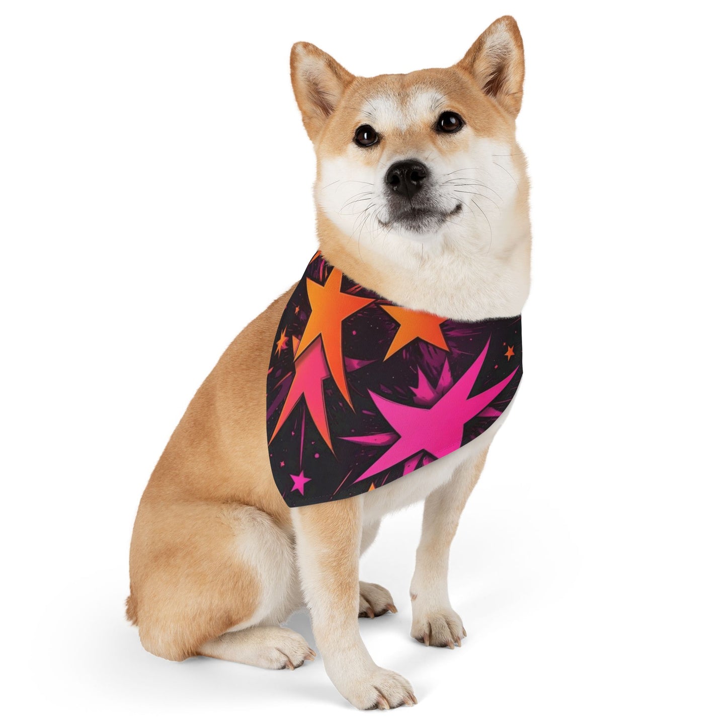 PINK ORANGE SUPER STARS Pet Bandana Collar