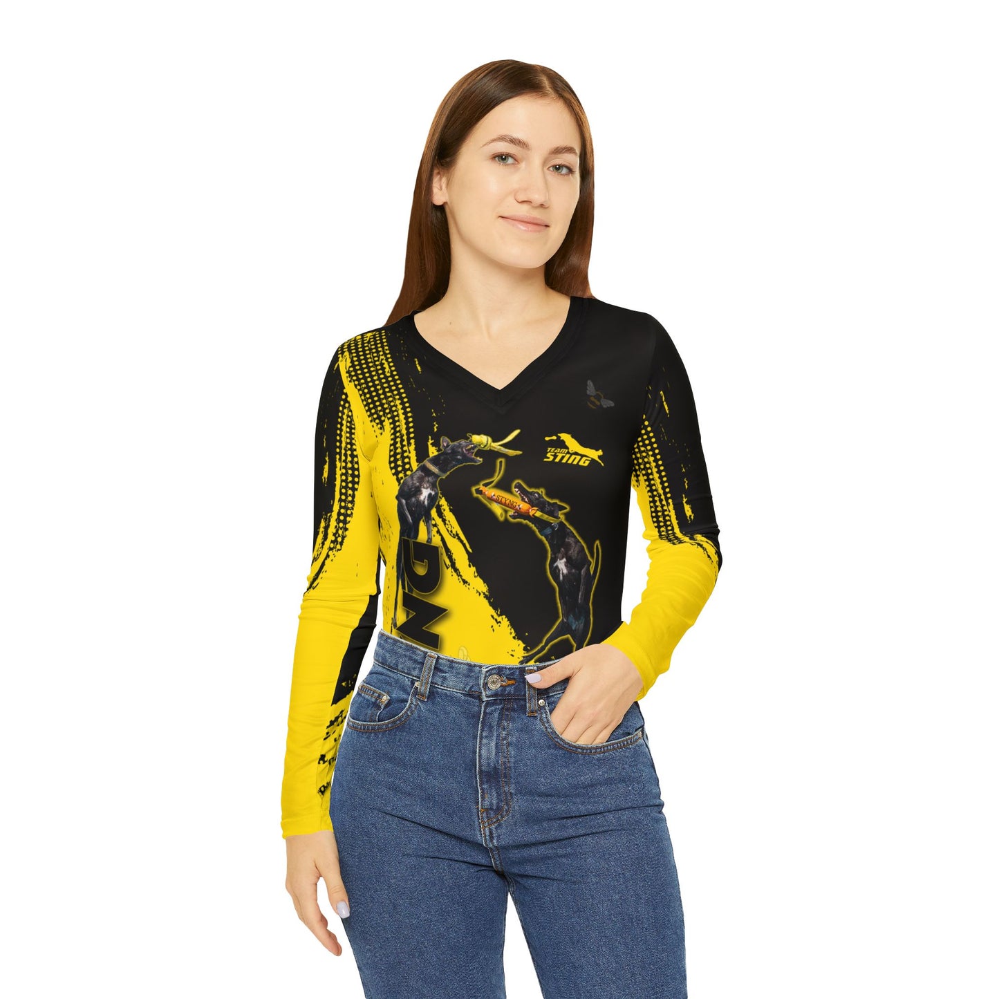 STYNG Women's Long Sleeve V-neck Shirt