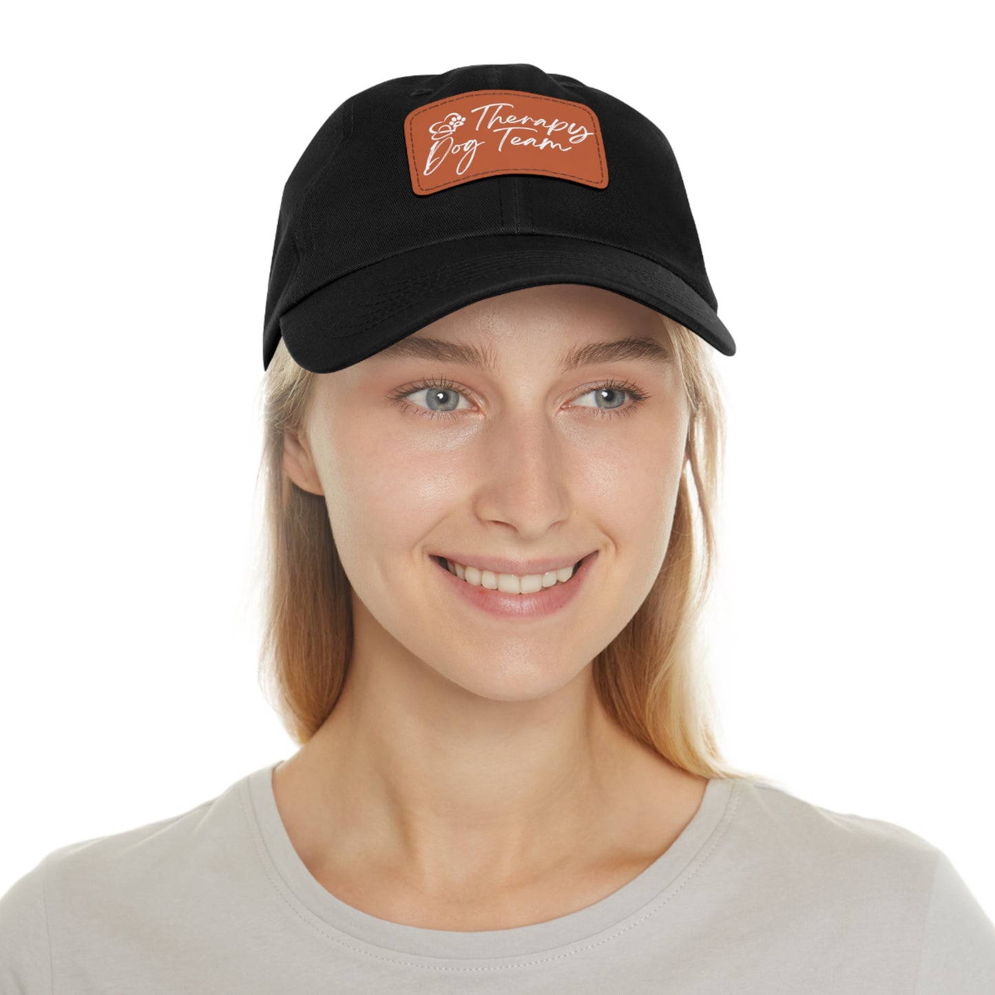 THERAPY DOG TEAM  Hat with Leather Patch (Rectangle)