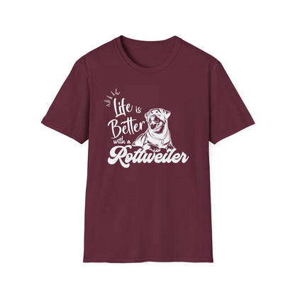 LIFE IS BETER ROTTWEILER Unisex Softstyle T-Shirt