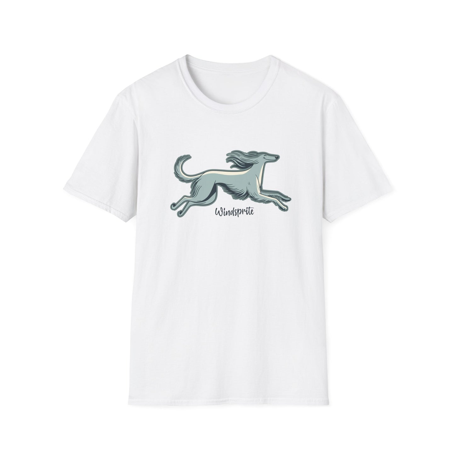 Running Free WINDSPRITE - Silken Windhound Waving Unisex Softstyle T-Shirt