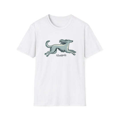 Running Free WINDSPRITE - Silken Windhound Waving Unisex Softstyle T-Shirt