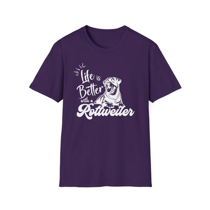 LIFE IS BETER ROTTWEILER Unisex Softstyle T-Shirt