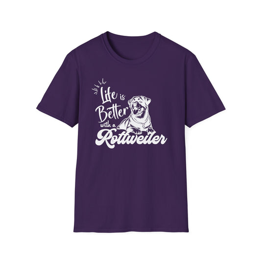LIFE IS BETER ROTTWEILER Unisex Softstyle T-Shirt