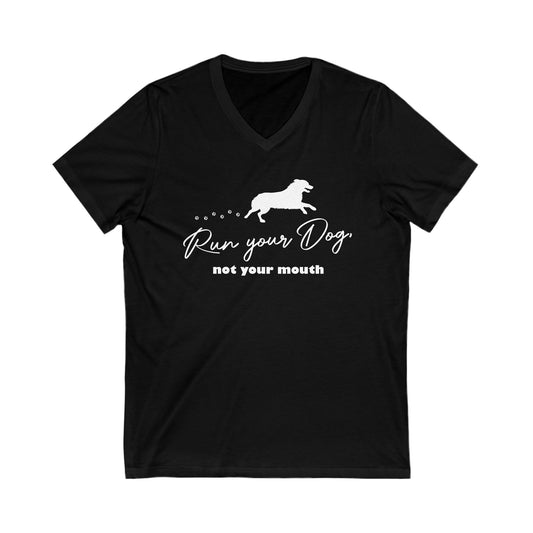 RUN YOUR DOG - AUSSIE Unisex Jersey Short Sleeve V-Neck Tee