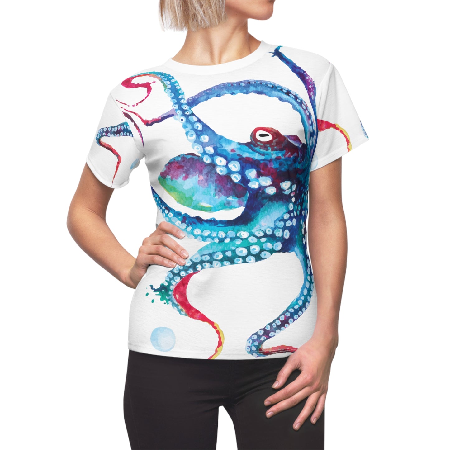 WATERCOLOR OCTOPUS Women's Cut & Sew Tee
