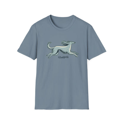 Running Free WINDSPRITE - Silken Windhound Waving Unisex Softstyle T-Shirt