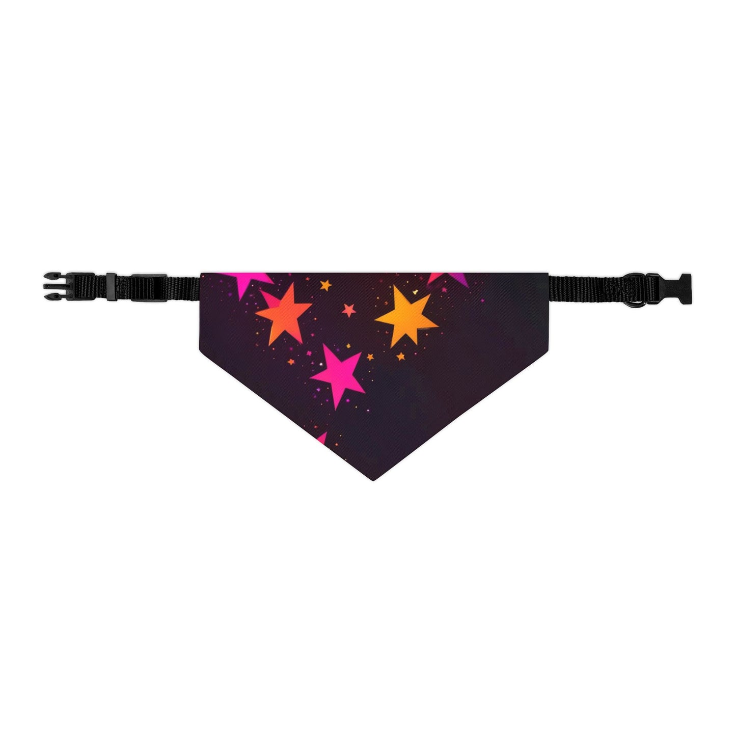 PINK ORANGE  STARS ON BLACK Pet Bandana Collar