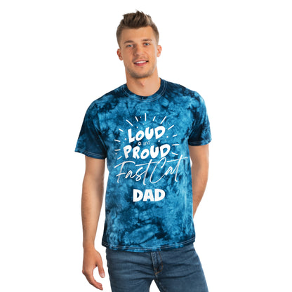 LOUD PROUD, FAST CAT DAD Tie-Dye Tee, Crystal