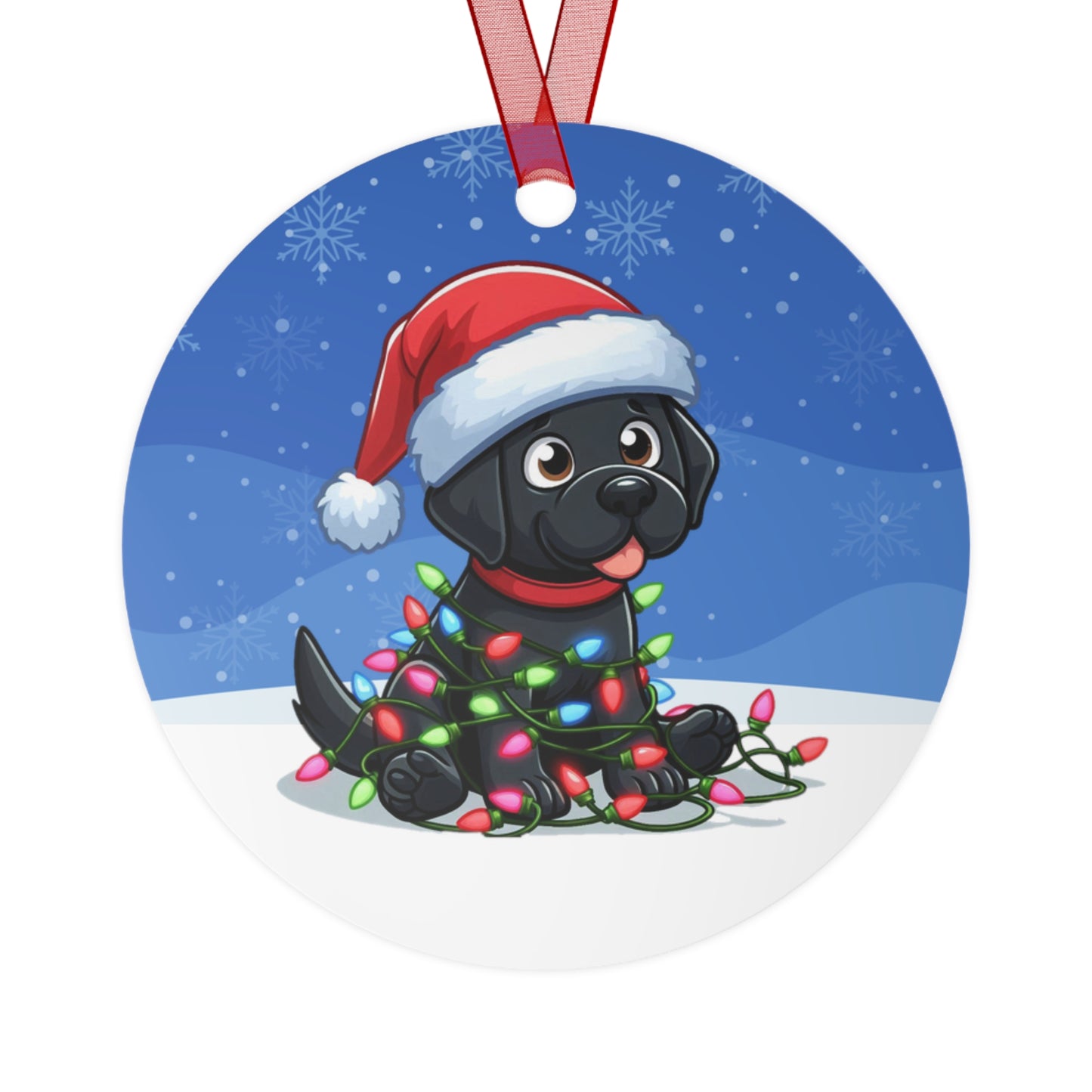 BLACK LAB  HOLIDAY Metal Ornament