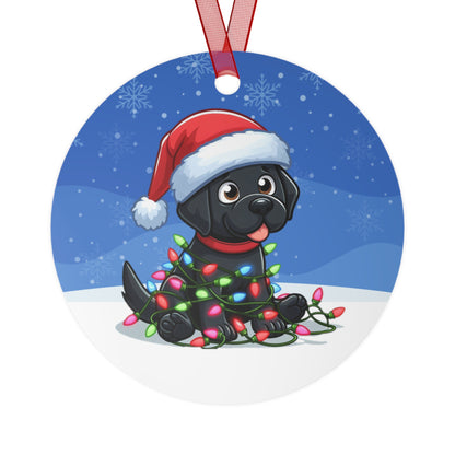 BLACK LAB  HOLIDAY Metal Ornament