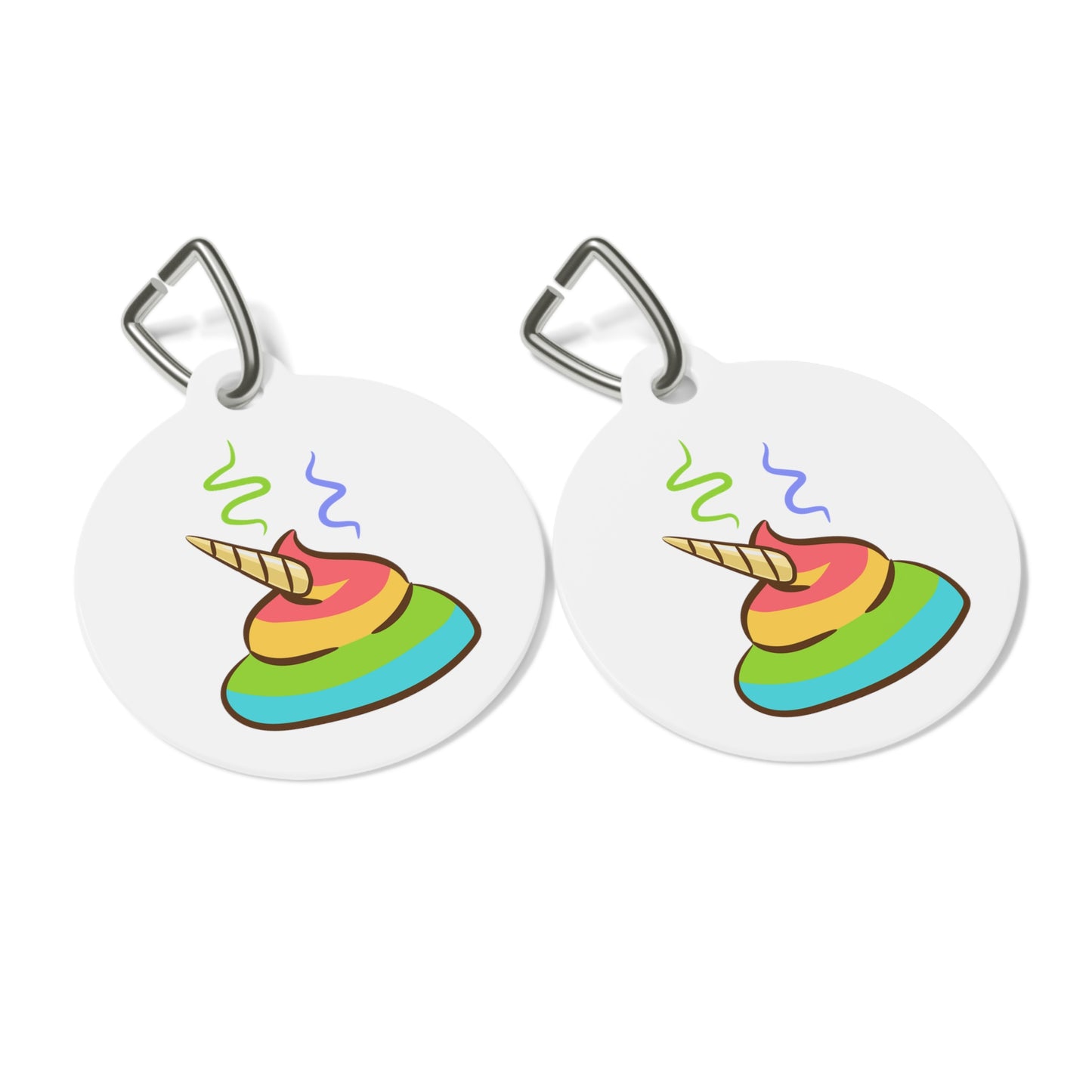 Rainbow Unicorn Poop Emoji Pet Tag