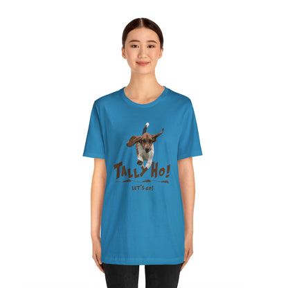 TALLY HO, LETS GO - BASSET  -  Unisex Short Sleeve Tee