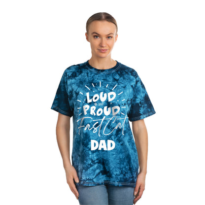 LOUD PROUD, FAST CAT DAD Tie-Dye Tee, Crystal