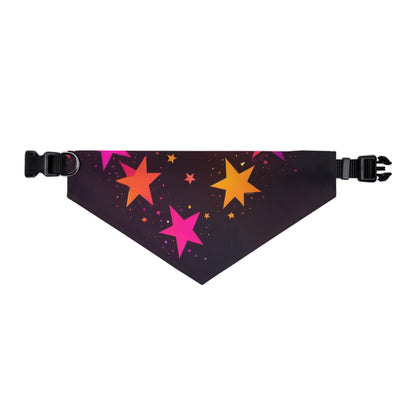 PINK ORANGE  STARS ON BLACK Pet Bandana Collar