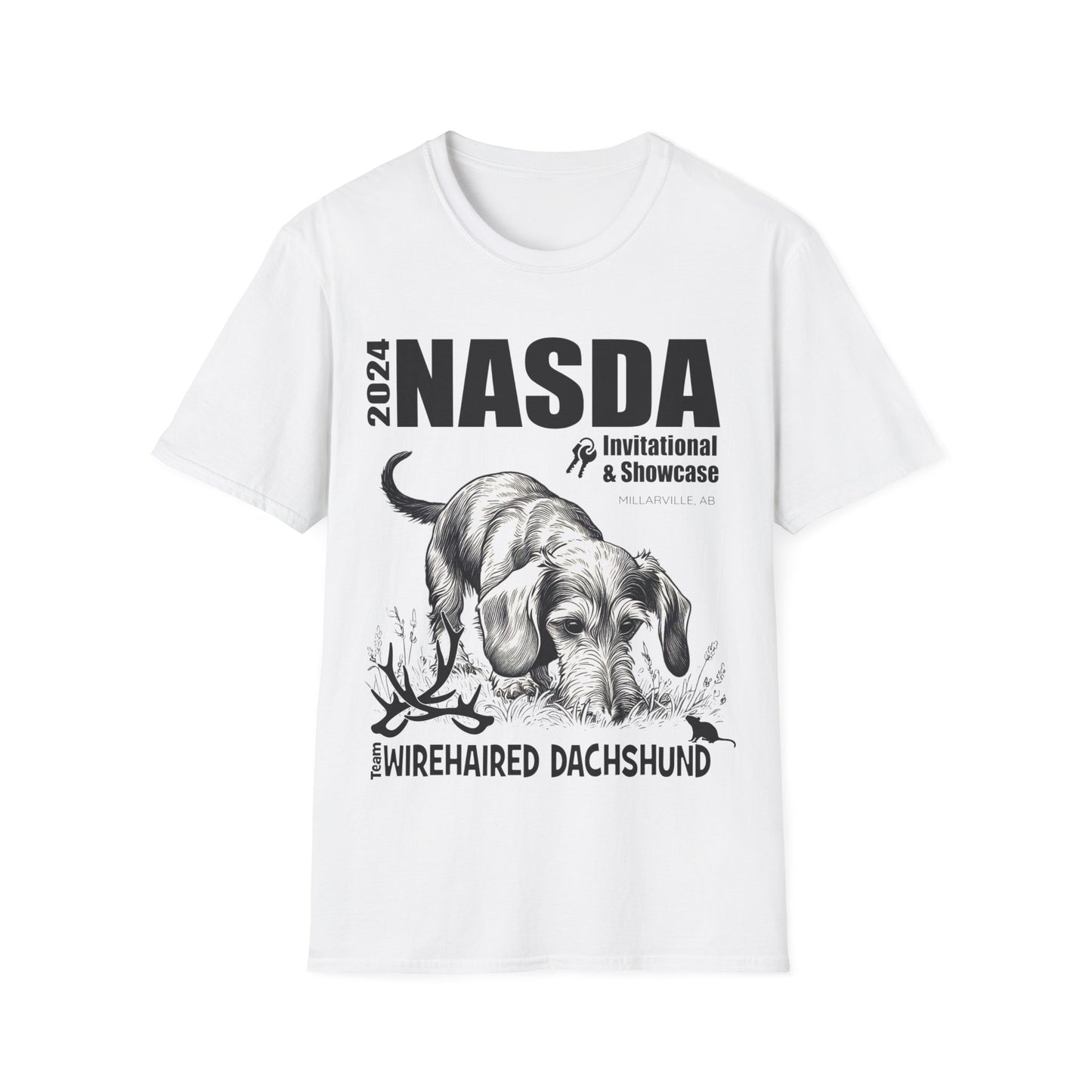 *Ginny, Geordie & Gerbils! * WIREHAIRED DACHSHUND - NASDA  Unisex Softstyle T-Shirt