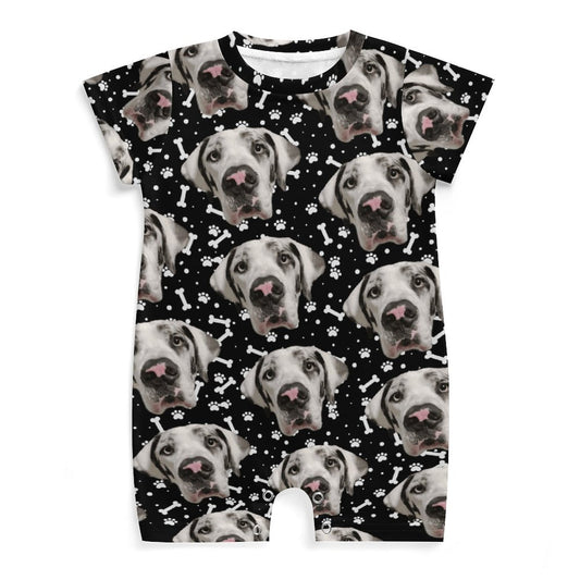 FACE w PAWS-n-BONES Short Sleeve Baby Romper