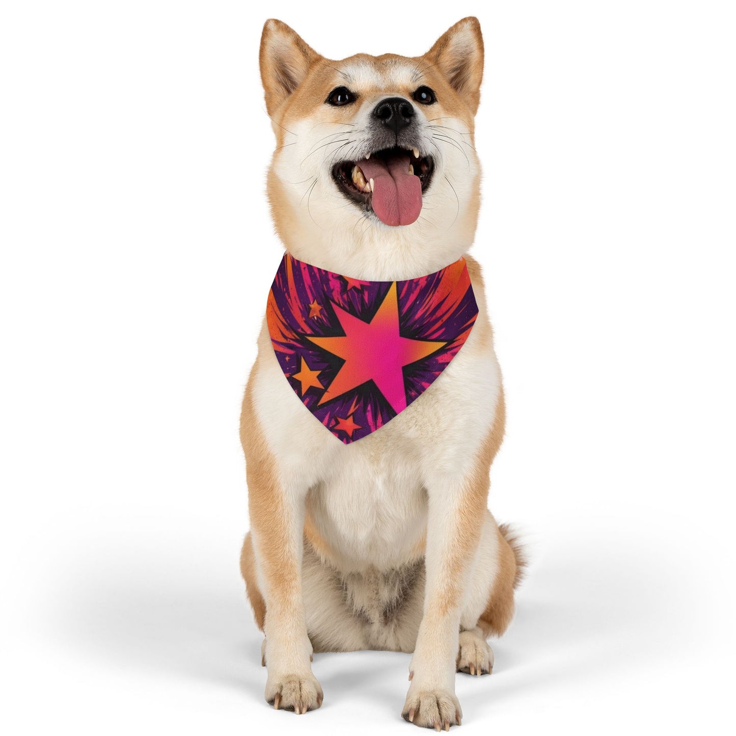 PINK ORANGE STAR Pet Bandana Collar