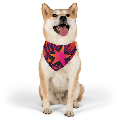 PINK ORANGE STAR Pet Bandana Collar