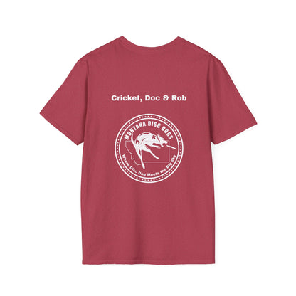 Cricket, Doc & Rob *MONTANA DISC DOGS Unisex Softstyle T-Shirt
