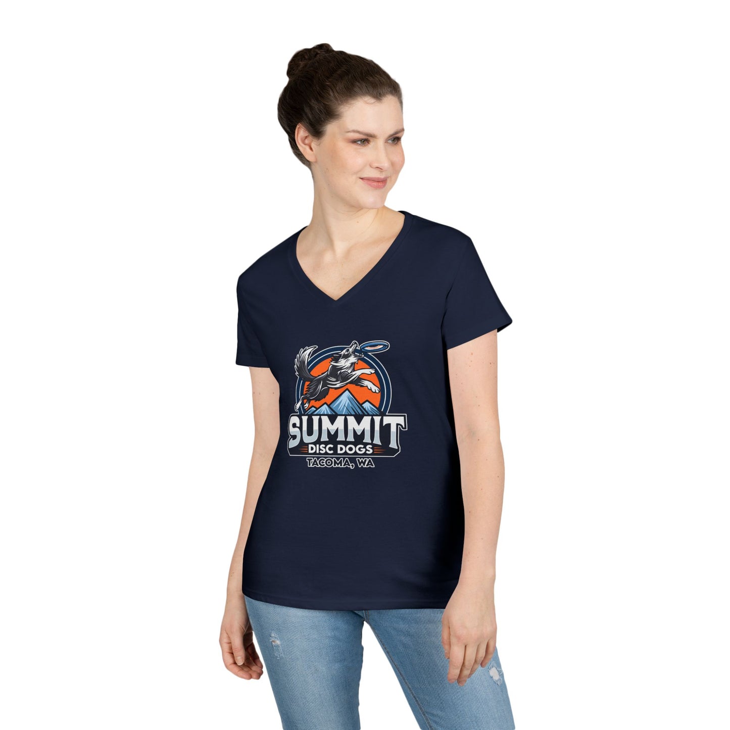 *SUMMIT DISC DOGS Ladies' V-Neck T-Shirt
