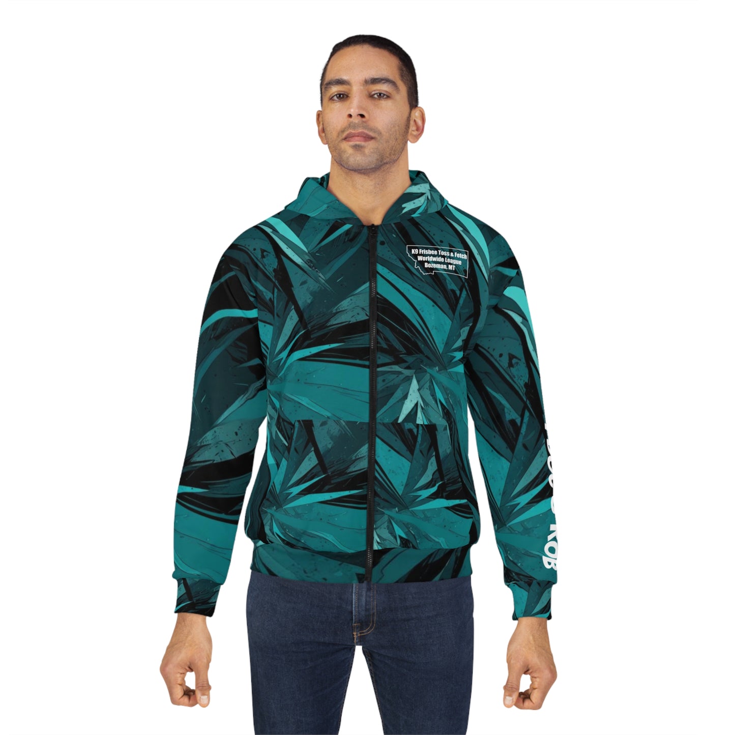 Cricket, Doc & Rob MONTANA DISC DOGS Unisex Zip Hoodie (AOP)